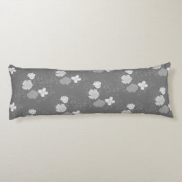 Modern Grey and White Floral Pattern Lichaamskussen