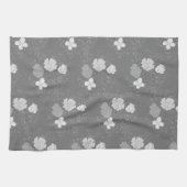 Modern Grey and White Floral Pattern Theedoek (Horizontaal)