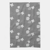 Modern Grey and White Floral Pattern Theedoek (Verticaal)