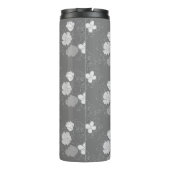 Modern Grey and White Floral Pattern Thermosbeker (Achterkant)