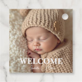  Modern Grey and White Photo Birth Announcement Bedankjes Labels (Achterkant)
