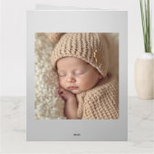  Modern Grey and White Photo Birth Announcement Bedankkaart (Achterkant)