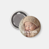  Modern Grey and White Photo Birth Announcement Magneet (Voorkant / Achterkant)