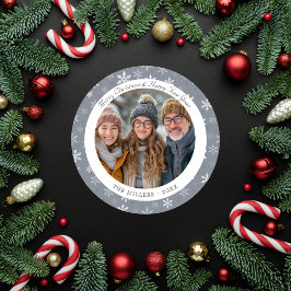 Modern Grey and White Snowflakes Vakantie Kaart