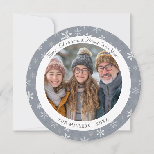 Modern Grey and White Snowflakes Vakantie Kaart (Voorkant)