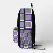 Modern Grey Backpack with Pale Purple & White  Bedrukte Rugzak (Rechts)