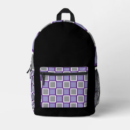 Modern Grey Backpack with Pale Purple & White Bedrukte Rugzak
