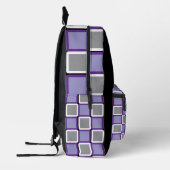Modern Grey Backpack with Pale Purple & White  Bedrukte Rugzak (Links)