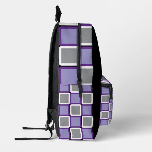 Modern Grey Backpack with Pale Purple & White Bedrukte Rugzak (Links)