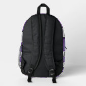 Modern Grey Backpack with Pale Purple & White  Bedrukte Rugzak (Achterkant)