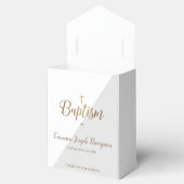 Modern Grey Baptism Baby Boy Bedankt Gold Cross Bedankdoosjes (Geopend)