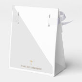 Modern Grey Baptism Baby Boy Bedankt Gold Cross Bedankdoosjes (Achterkant)