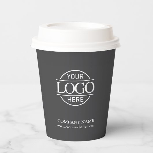 Modern Grey Bedrijfsbedrijf Business Logo Papieren Bekers (Voorkant)