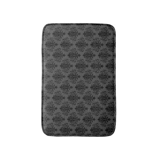 Modern Grey Black Damask Patroon Badmat (Voorkant Verticaal)