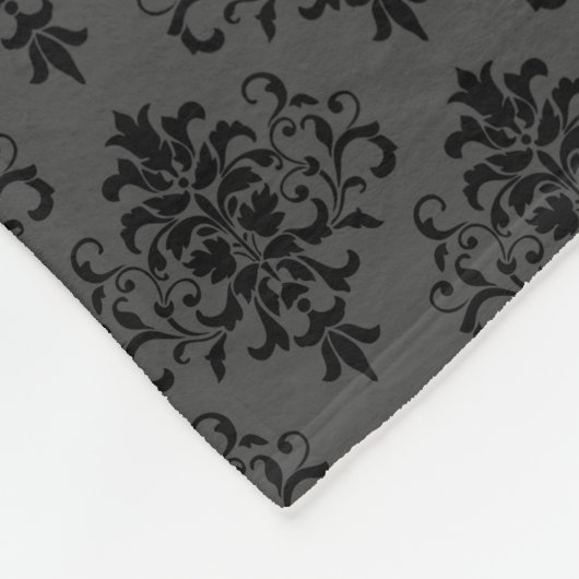 Modern Grey Black Damask Patroon Fleece Deken (Hoek)