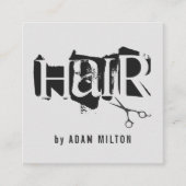 Modern Grey Black Scissors Hair Stylist Vierkante Visitekaartje (Voorkant)