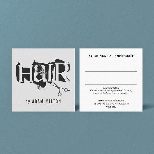 Modern Grey Black Scissors Hair Stylist Vierkante Visitekaartje
