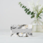 Modern Grey Black & White Marble Minimalist Luxury Visitekaartje (Staand voorkant)