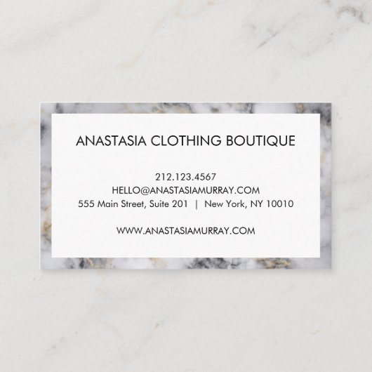 Modern Grey Black & White Marble Minimalist Luxury Visitekaartje (Achterkant)