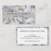 Modern Grey Black & White Marble Minimalist Luxury Visitekaartje (Voorkant / Achterkant)