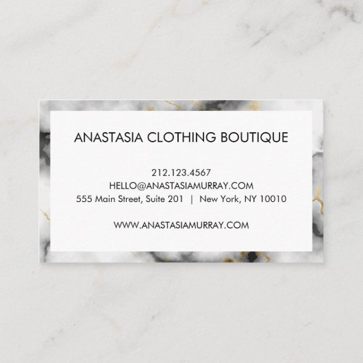 Modern Grey Black & White Marble Minimalist Luxury Visitekaartje (Achterkant)