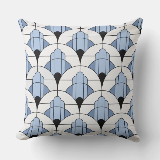 Modern Grey/Blue Art Deco Style  Kussen (Voorkant)