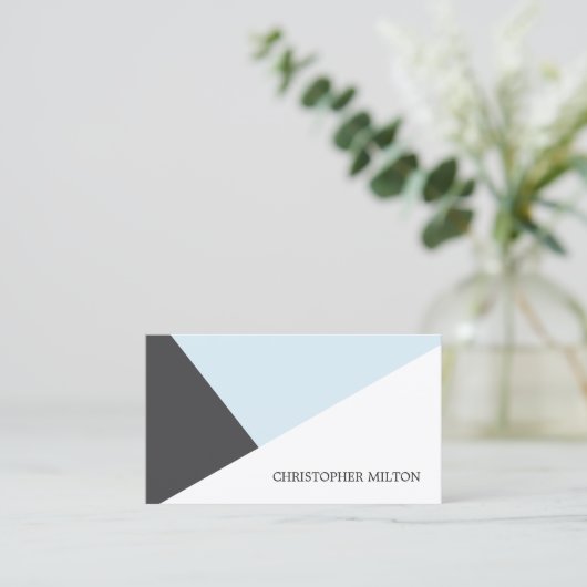 Modern Grey Blue White Geometric Consultant Visitekaartje (Staand voorkant)