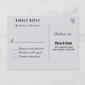 Modern Grey Bokeh Elegant Huwelijk RSVP Briefkaart