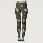 Modern Grey Brown Green Cats Camouflage Pattern Leggings (Voorkant)