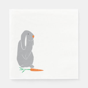 Modern Grey Bunny Baby shower Verjaardag servetten