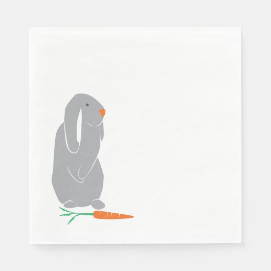 Modern Grey Bunny Baby shower Verjaardag servetten (Voorkant)