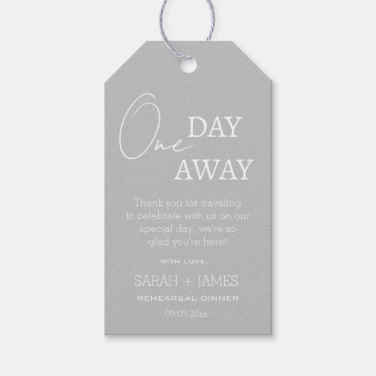 Modern Grey Eén Dag Verder Oefenavond Eten Cadeaulabel (Voorkant)