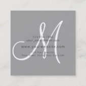 Modern Grey Elegant Script Signature Monogram Logo Vierkante Visitekaartje (Achterkant)