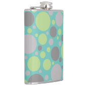 Modern Grey en Green Bubbles Heupfles (Rechts)