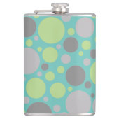 Modern Grey en Green Bubbles Heupfles (Voorkant)