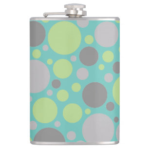 Modern Grey en Green Bubbles Heupfles