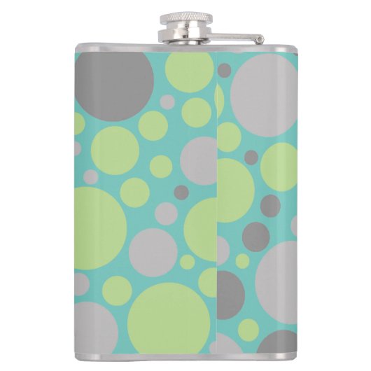 Modern Grey en Green Bubbles Heupfles (Achterkant)