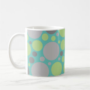Modern Grey en Green Bubbles Koffiemok