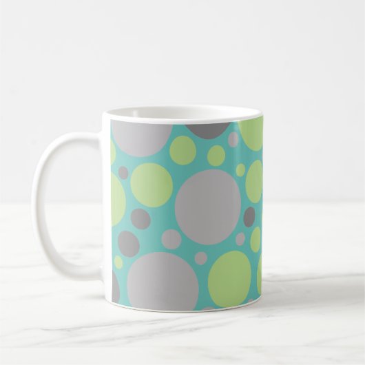Modern Grey en Green Bubbles Koffiemok (Links)