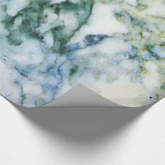 Modern Grey Faux Marble Blue-Green Accent Cadeaupapier (Hoek)