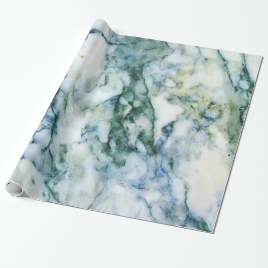 Modern Grey Faux Marble Blue-Green Accent Cadeaupapier (Uitgerold)
