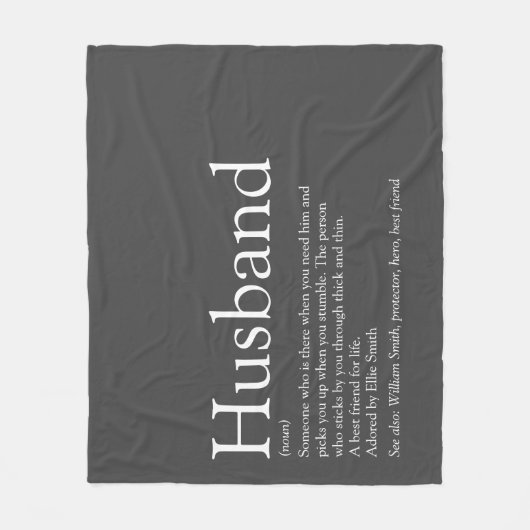 Modern Grey Fun Husband Definition Fleece Deken (Voorkant)