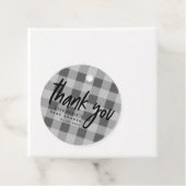 Modern Grey Gingham Baby shower dank u Bedankjes Labels (In situ)