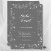 Modern Grey Glam Diamond Lijst Bruidsbrunch Kaart