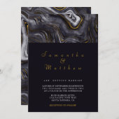 Modern Grey Gold Agate Elegant Wedding Kaart (Voorkant / Achterkant)