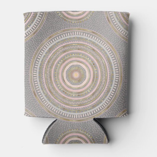 Modern Grey Gold Geometric Mandala Blikjeskoeler (Voorkant)