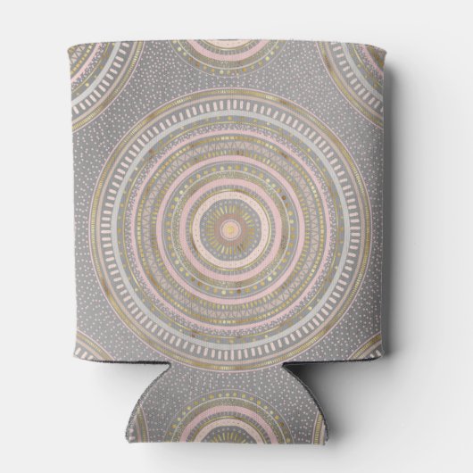 Modern Grey Gold Geometric Mandala Blikjeskoeler (Achterkant)