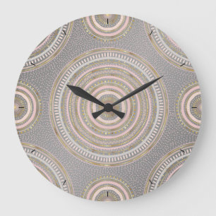 Modern Grey Gold Geometric Mandala Grote Klok