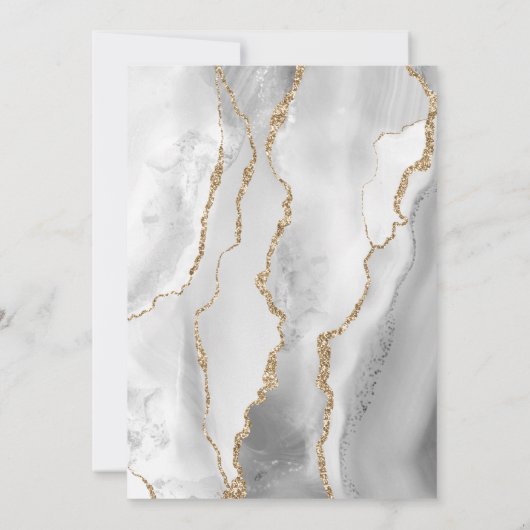 Modern Grey Gold White Agate Wedding Kaart (Achterkant)