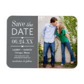 Modern Grey Hearts Weddenschap Foto bewaart datum Magneet (Horizontaal)